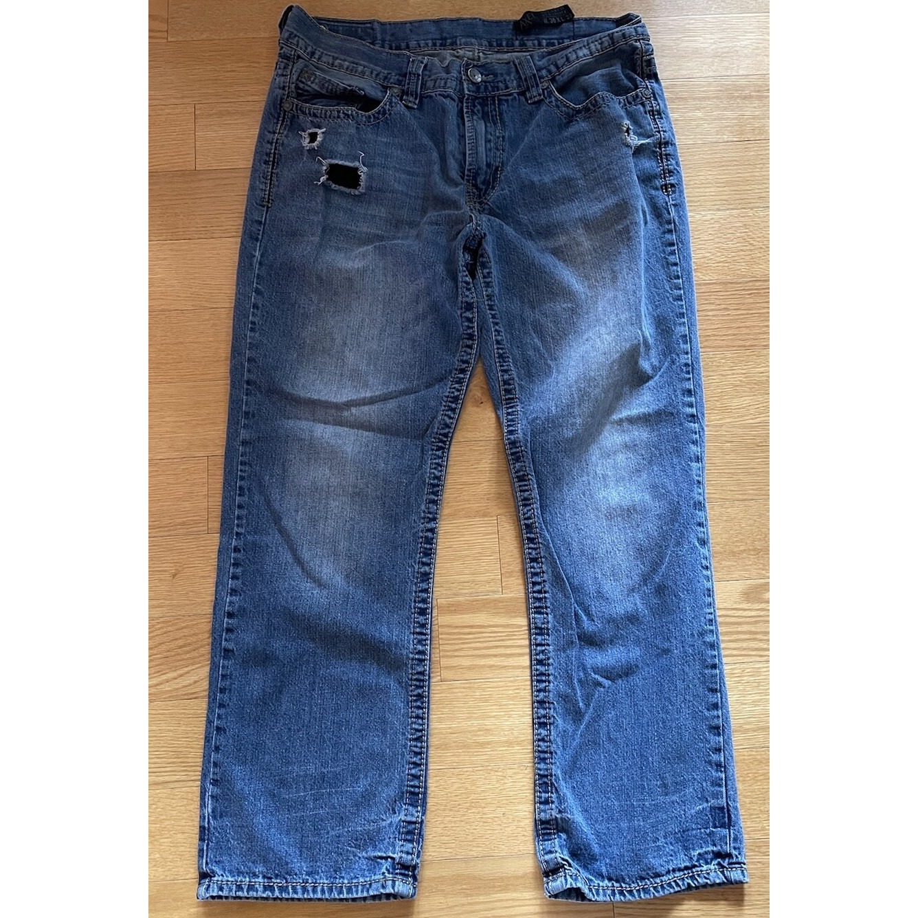 Axel - Men's Relaxed Straight Denim Jeans - Size 36x32 Distressed